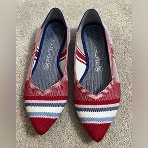 Rothy’s The Point flat in Red Varsity Stripe